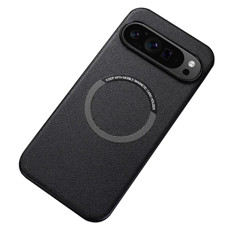 For Google Pixel 9 Case PU Leather+TPU Back Cover Compatible with MagSafe Wireless Charging