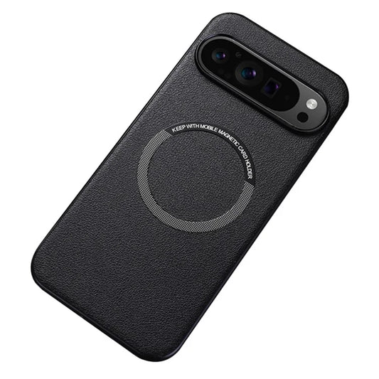 For Google Pixel 9 Case PU Leather+TPU Back Cover Compatible with MagSafe Wireless Charging