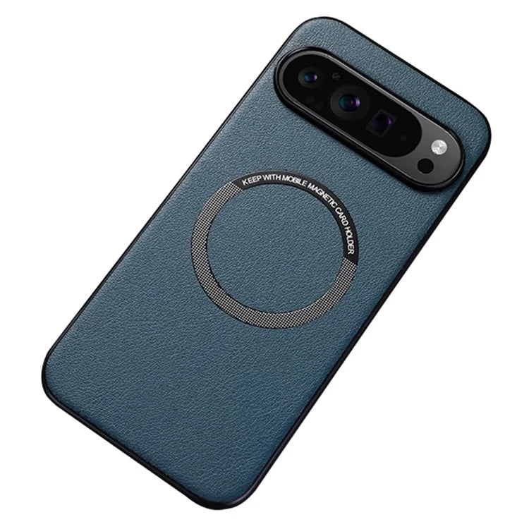 For Google Pixel 9 Case PU Leather+TPU Back Cover Compatible with MagSafe Wireless Charging