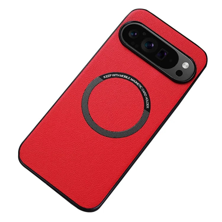 For Google Pixel 9 Case PU Leather+TPU Back Cover Compatible with MagSafe Wireless Charging