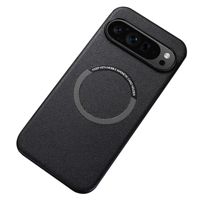 For Google Pixel 9 Pro Magnetic Case PU Leather+TPU Scratch-Resistant Back Cover