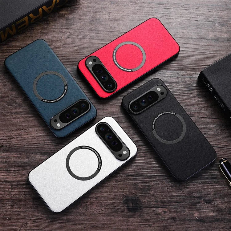 For Google Pixel 9 Pro Magnetic Case PU Leather+TPU Scratch-Resistant Back Cover