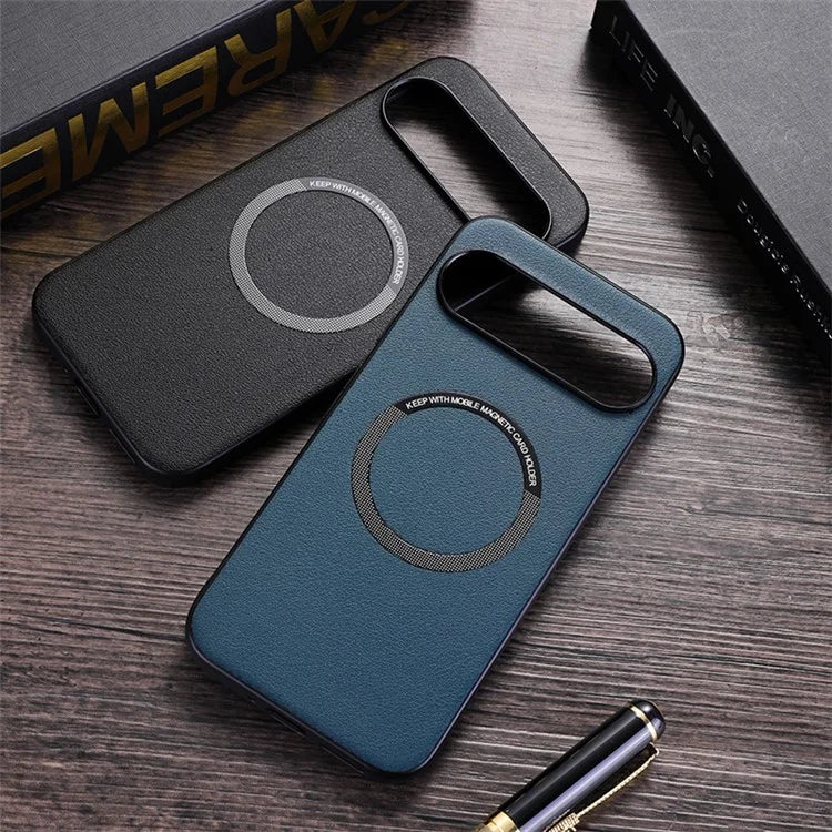For Google Pixel 9 Pro Magnetic Case PU Leather+TPU Scratch-Resistant Back Cover