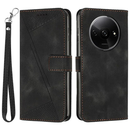 For Xiaomi Redmi A3 Leather Case Triangle Imprinted Anti-Dorp Phone Cover with Stand