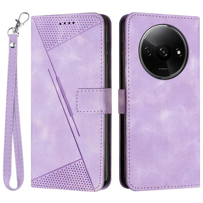 For Xiaomi Redmi A3 Leather Case Triangle Imprinted Anti-Dorp Phone Cover with Stand