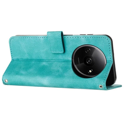 For Xiaomi Redmi A3 Leather Case Triangle Imprinted Anti-Dorp Phone Cover with Stand