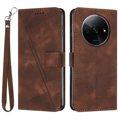 For Xiaomi Redmi A3 Leather Case Triangle Imprinted Anti-Dorp Phone Cover with Stand
