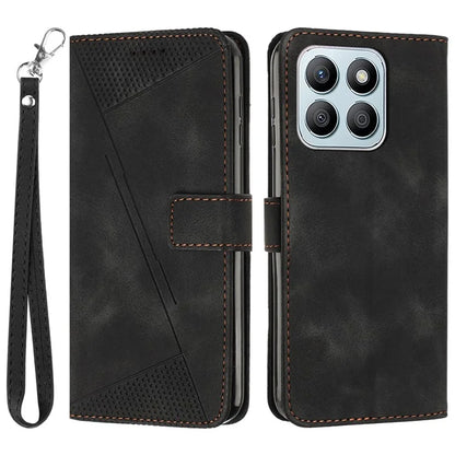 For Honor X8b 4G Leather Case Triangle Imprinted Stand Phone Cover