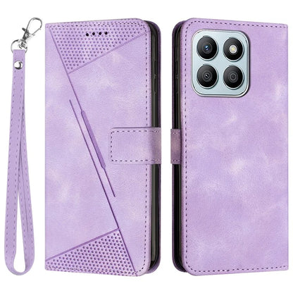 For Honor X8b 4G Leather Case Triangle Imprinted Stand Phone Cover