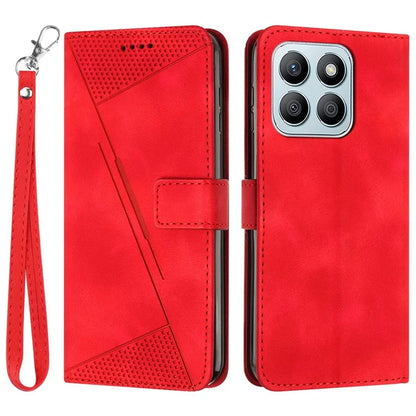 For Honor X8b 4G Leather Case Triangle Imprinted Stand Phone Cover