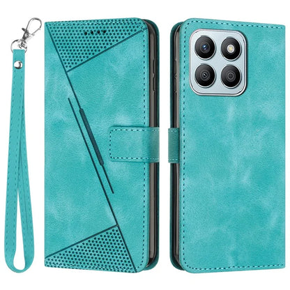 For Honor X8b 4G Leather Case Triangle Imprinted Stand Phone Cover