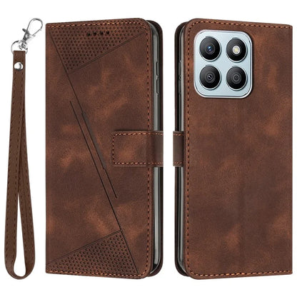 For Honor X8b 4G Leather Case Triangle Imprinted Stand Phone Cover