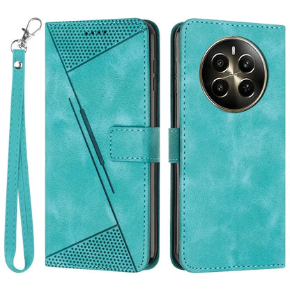 For Realme 12 Pro 5G / 12+ 5G Leather Case Triangle Imprinted Wallet Phone Cover