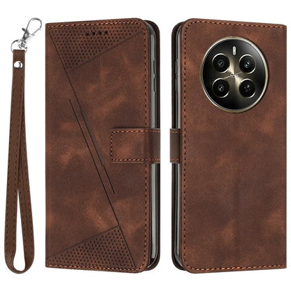 For Realme 12 Pro 5G / 12+ 5G Leather Case Triangle Imprinted Wallet Phone Cover