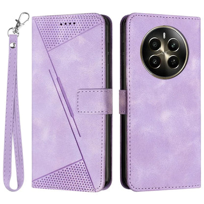 For Realme 12 Pro 5G / 12+ 5G Leather Case Triangle Imprinted Wallet Phone Cover