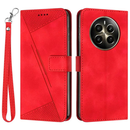 For Realme 12 Pro 5G / 12+ 5G Leather Case Triangle Imprinted Wallet Phone Cover