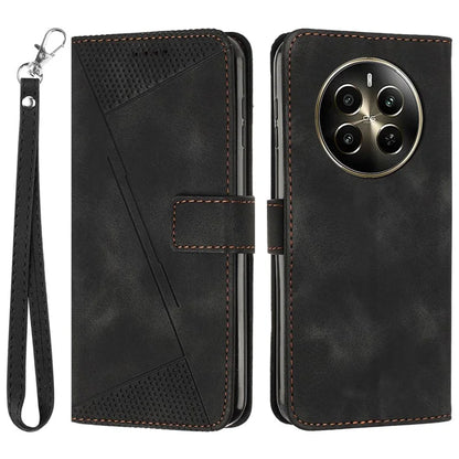For Realme 12 Pro 5G / 12+ 5G Leather Case Triangle Imprinted Wallet Phone Cover