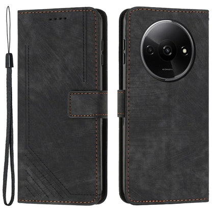 For Xiaomi Redmi A3 Case Lines Imprinted Stand Phone Cover with Magnetic Clasp