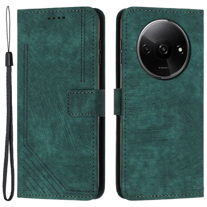 For Xiaomi Redmi A3 Case Lines Imprinted Stand Phone Cover with Magnetic Clasp