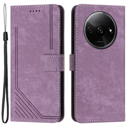 For Xiaomi Redmi A3 Case Lines Imprinted Stand Phone Cover with Magnetic Clasp