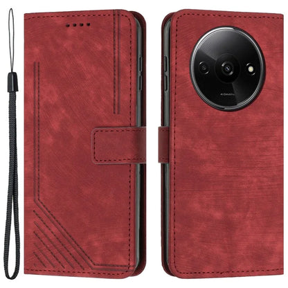 For Xiaomi Redmi A3 Case Lines Imprinted Stand Phone Cover with Magnetic Clasp