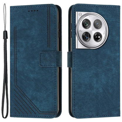 Leather Case for OnePlus 12 5G Shell Line Imprinted Card Holder Stand Phone Cover