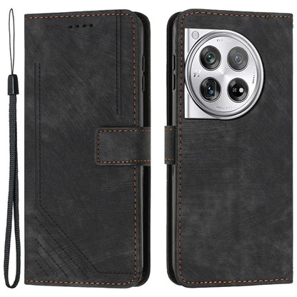 Leather Case for OnePlus 12 5G Shell Line Imprinted Card Holder Stand Phone Cover