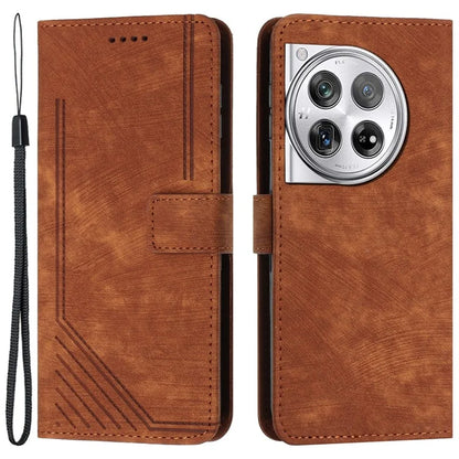Leather Case for OnePlus 12 5G Shell Line Imprinted Card Holder Stand Phone Cover