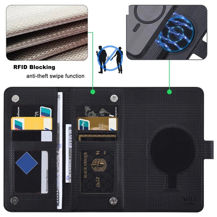 VILI GHA Series For Samsung Galaxy S23 FE Case RFID Blocking Wallet Phone Cover Compatible with MagSafe