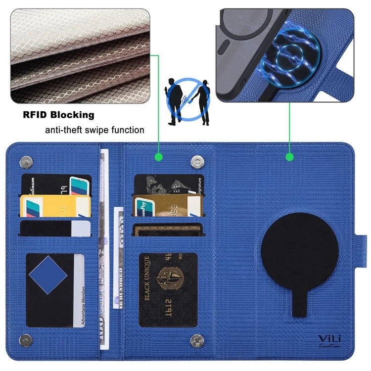 VILI GHA Series For Samsung Galaxy S23 FE Case RFID Blocking Wallet Phone Cover Compatible with MagSafe