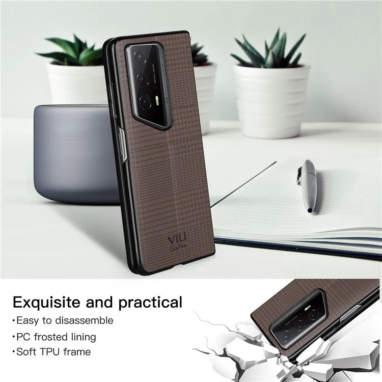 VILI TH Series for Honor Magic V2 RSR Porsche Design Cover PU Leather Coated PC+TPU Anti-fall Back Case