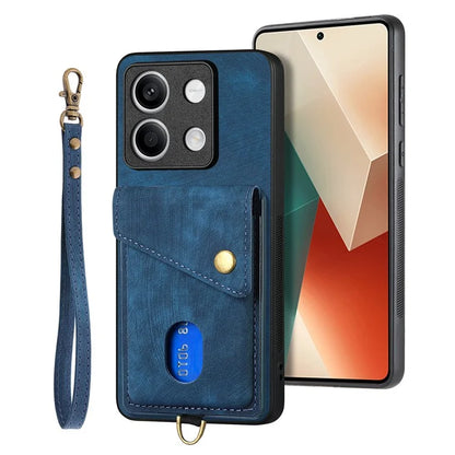 D1 For Xiaomi Redmi Note 13 4G Kickstand Case PU+TPU Phone Cover with Card Slot