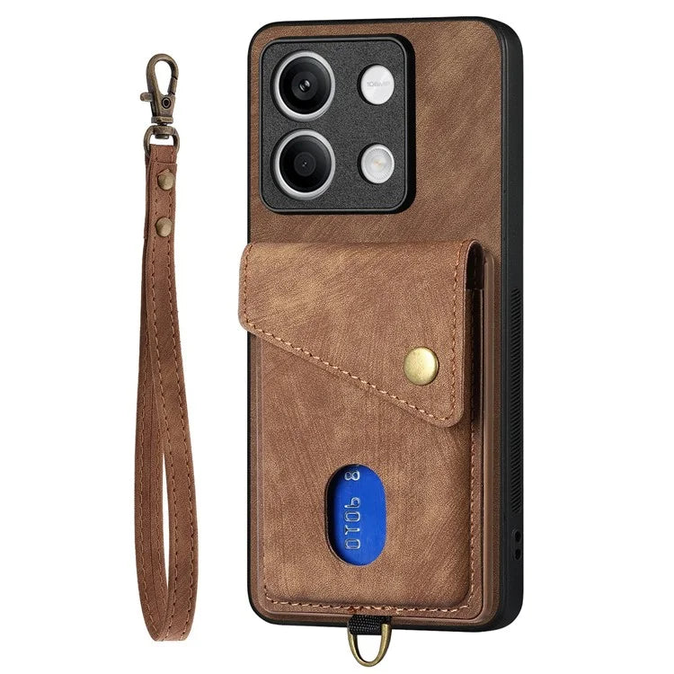 D1 For Xiaomi Redmi Note 13 4G Kickstand Case PU+TPU Phone Cover with Card Slot