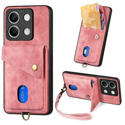 D1 For Xiaomi Redmi Note 13 4G Kickstand Case PU+TPU Phone Cover with Card Slot