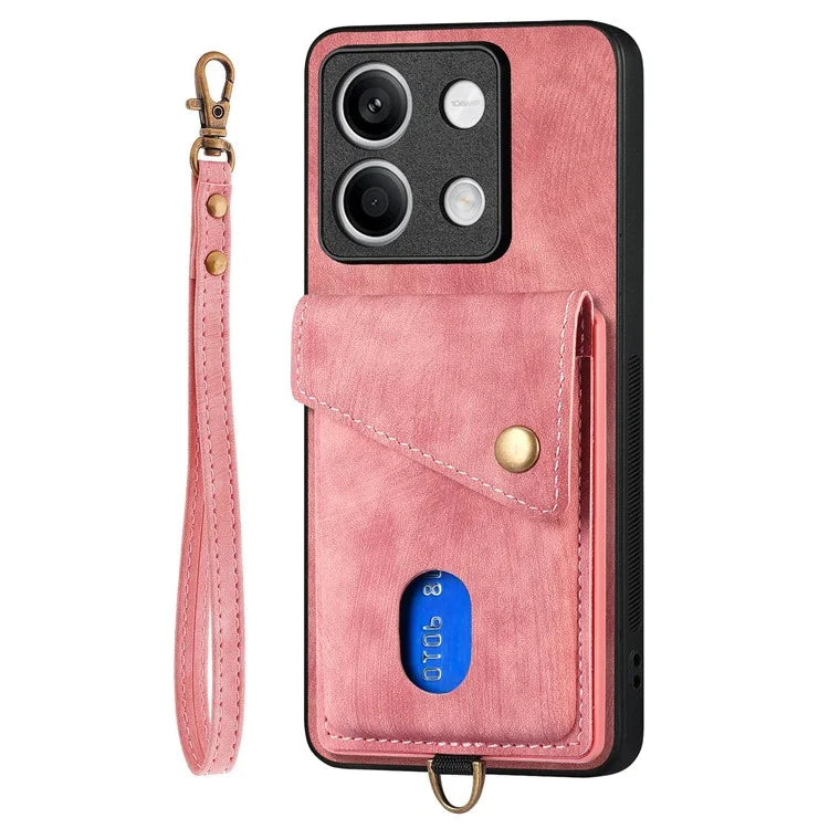 D1 For Xiaomi Redmi Note 13 4G Kickstand Case PU+TPU Phone Cover with Card Slot