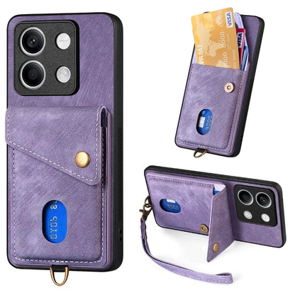 D1 For Xiaomi Redmi Note 13 4G Kickstand Case PU+TPU Phone Cover with Card Slot