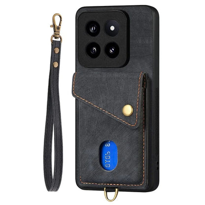 D1 For Xiaomi 14 Pro Shockproof Case PU+TPU Kickstand Phone Cover