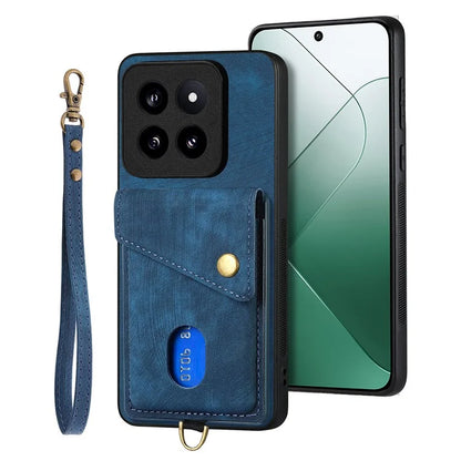 D1 For Xiaomi 14 Pro Shockproof Case PU+TPU Kickstand Phone Cover
