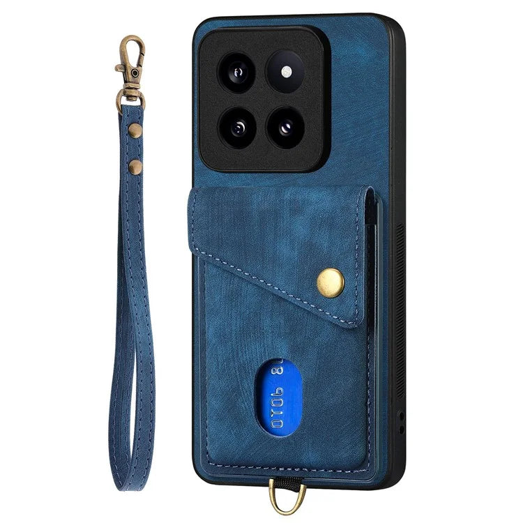 D1 For Xiaomi 14 Pro Shockproof Case PU+TPU Kickstand Phone Cover