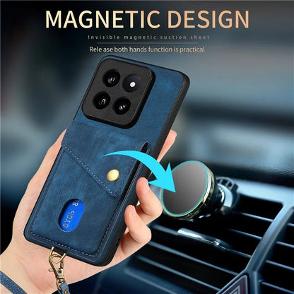 D1 For Xiaomi 14 Pro Shockproof Case PU+TPU Kickstand Phone Cover