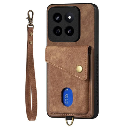 D1 For Xiaomi 14 Pro Shockproof Case PU+TPU Kickstand Phone Cover