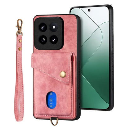D1 For Xiaomi 14 Pro Shockproof Case PU+TPU Kickstand Phone Cover