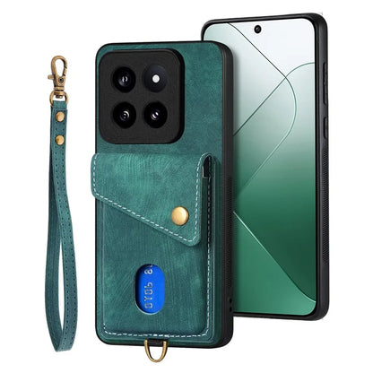 D1 For Xiaomi 14 Pro Shockproof Case PU+TPU Kickstand Phone Cover
