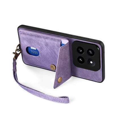 D1 For Xiaomi 14 Pro Shockproof Case PU+TPU Kickstand Phone Cover