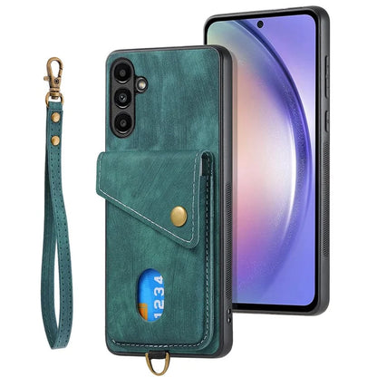 D1 For Samsung Galaxy A15 4G / A15 5G Card Slot Case PU+TPU Kickstand Phone Cover