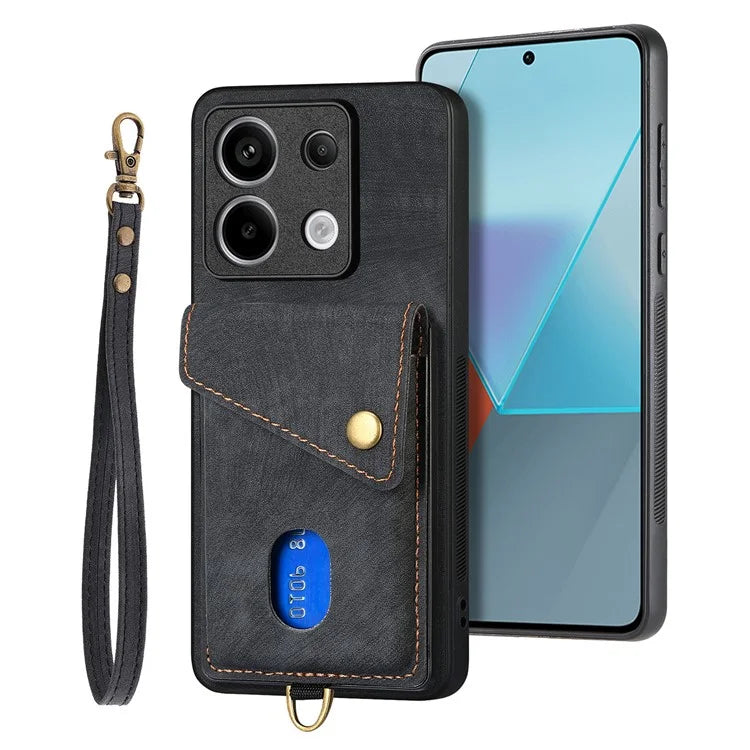 D1 For Xiaomi Redmi Note 13 Pro 5G / Poco X6 5G Case Anti-Drop PU+TPU Phone Cover with Kickstand