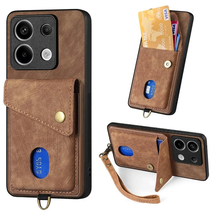 D1 For Xiaomi Redmi Note 13 Pro 5G / Poco X6 5G Case Anti-Drop PU+TPU Phone Cover with Kickstand