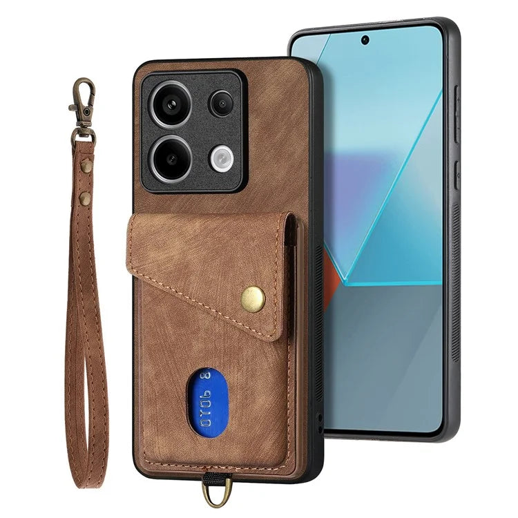 D1 For Xiaomi Redmi Note 13 Pro 5G / Poco X6 5G Case Anti-Drop PU+TPU Phone Cover with Kickstand
