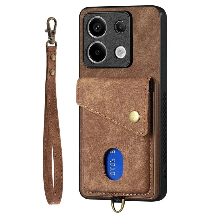 D1 For Xiaomi Redmi Note 13 Pro 5G / Poco X6 5G Case Anti-Drop PU+TPU Phone Cover with Kickstand