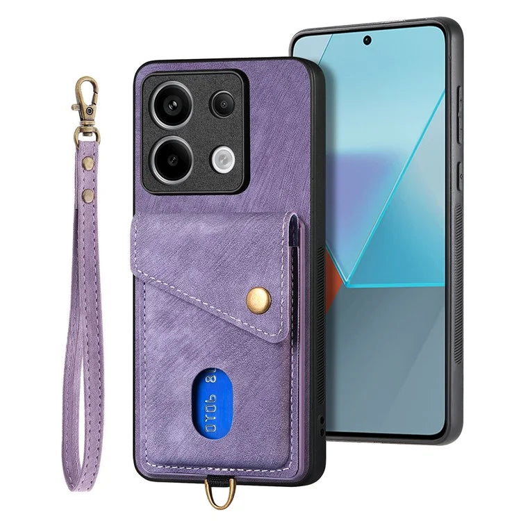 D1 For Xiaomi Redmi Note 13 Pro 5G / Poco X6 5G Case Anti-Drop PU+TPU Phone Cover with Kickstand